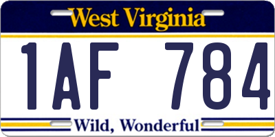 WV license plate 1AF784