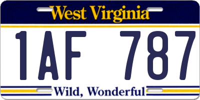 WV license plate 1AF787