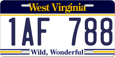 WV license plate 1AF788