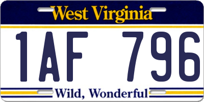 WV license plate 1AF796