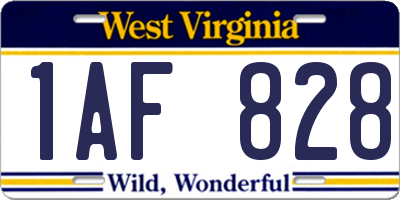 WV license plate 1AF828
