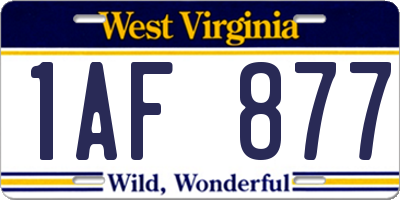 WV license plate 1AF877