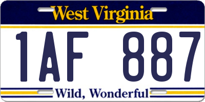 WV license plate 1AF887