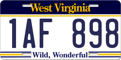 WV license plate 1AF898