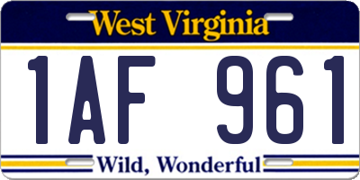 WV license plate 1AF961