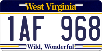 WV license plate 1AF968