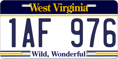 WV license plate 1AF976