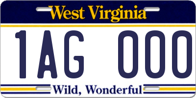 WV license plate 1AG000