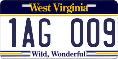 WV license plate 1AG009