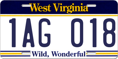 WV license plate 1AG018