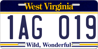 WV license plate 1AG019