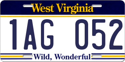 WV license plate 1AG052