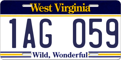 WV license plate 1AG059
