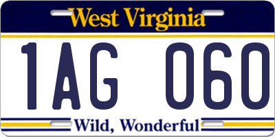 WV license plate 1AG060