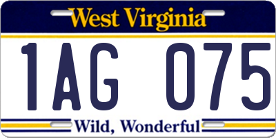 WV license plate 1AG075
