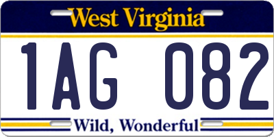 WV license plate 1AG082