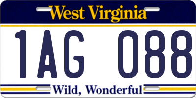 WV license plate 1AG088