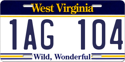WV license plate 1AG104