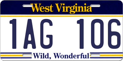 WV license plate 1AG106