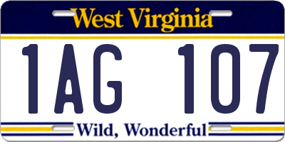 WV license plate 1AG107