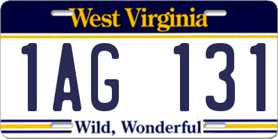 WV license plate 1AG131