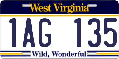 WV license plate 1AG135