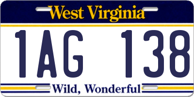 WV license plate 1AG138