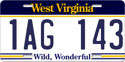 WV license plate 1AG143