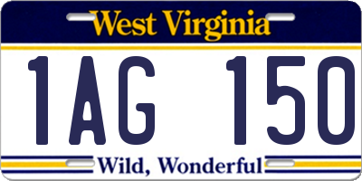 WV license plate 1AG150