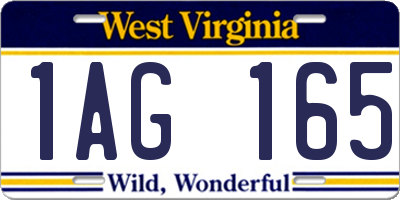 WV license plate 1AG165