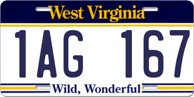 WV license plate 1AG167