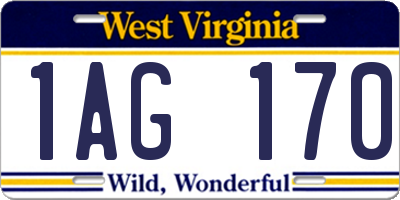 WV license plate 1AG170