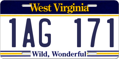 WV license plate 1AG171