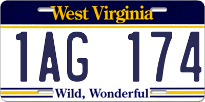 WV license plate 1AG174