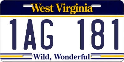 WV license plate 1AG181