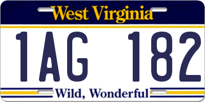 WV license plate 1AG182