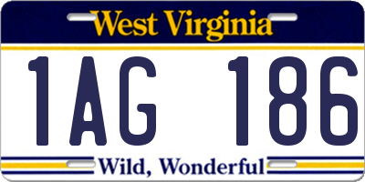 WV license plate 1AG186