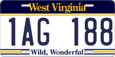 WV license plate 1AG188