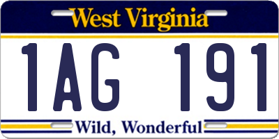 WV license plate 1AG191