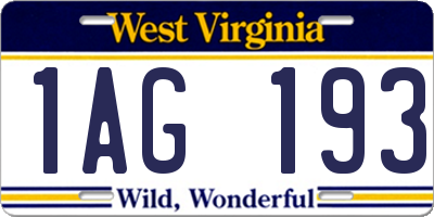 WV license plate 1AG193