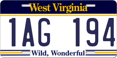 WV license plate 1AG194