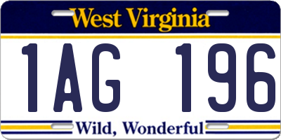 WV license plate 1AG196