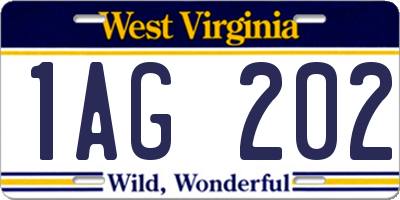 WV license plate 1AG202