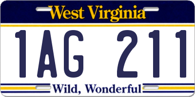 WV license plate 1AG211