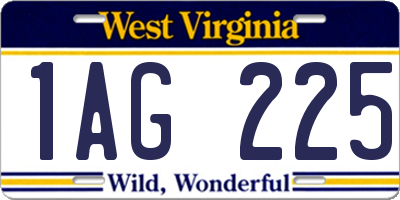 WV license plate 1AG225