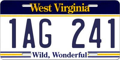 WV license plate 1AG241