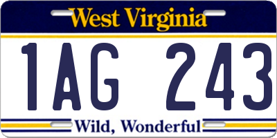 WV license plate 1AG243