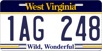 WV license plate 1AG248