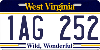 WV license plate 1AG252