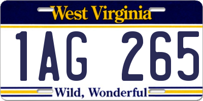 WV license plate 1AG265